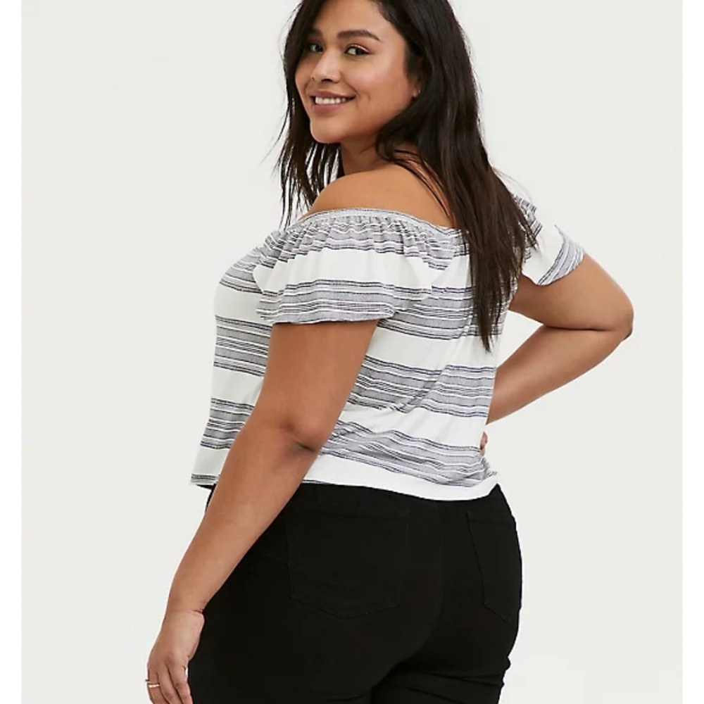 Multi Stripe Off Shoulder Crop Top